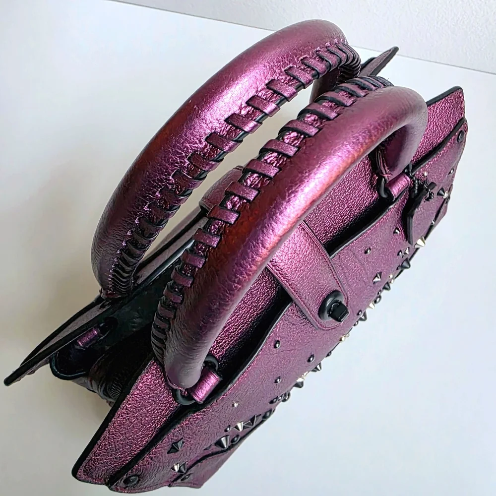 Coach Mercer 24 Star Rivets Metallic Purple